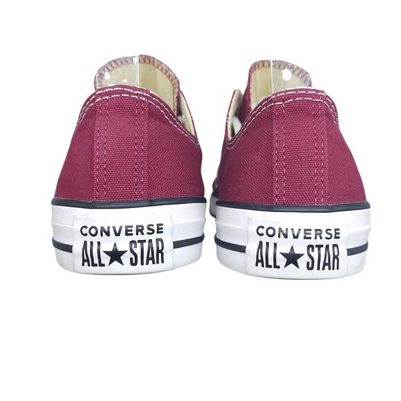 Converse Shoes Womens 7 Red Burgundy Maroon White Low Tops Skater Preppy Grunge - Picture 7 of 12